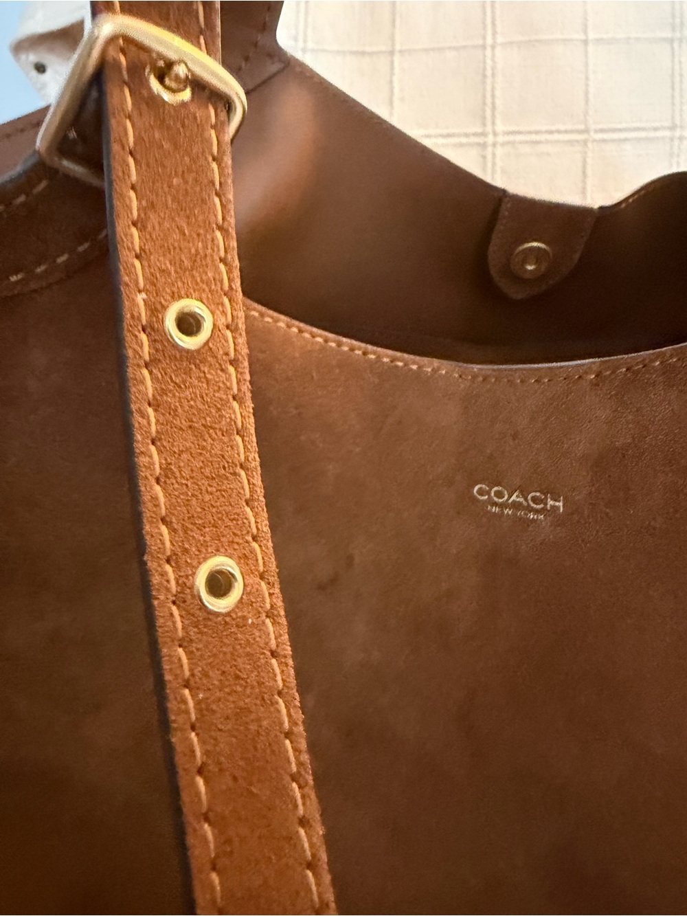 Coach Gramercy Warm Brown Suede Tote Bag - Picture 5 of 14